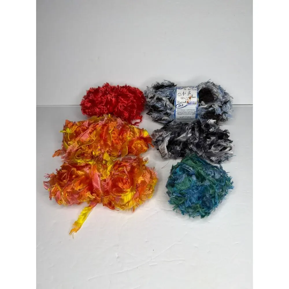 Mixed Lot 10 Oz Eyelash Fun Yarn Crochet Knit Craft DIY Gift Variegated